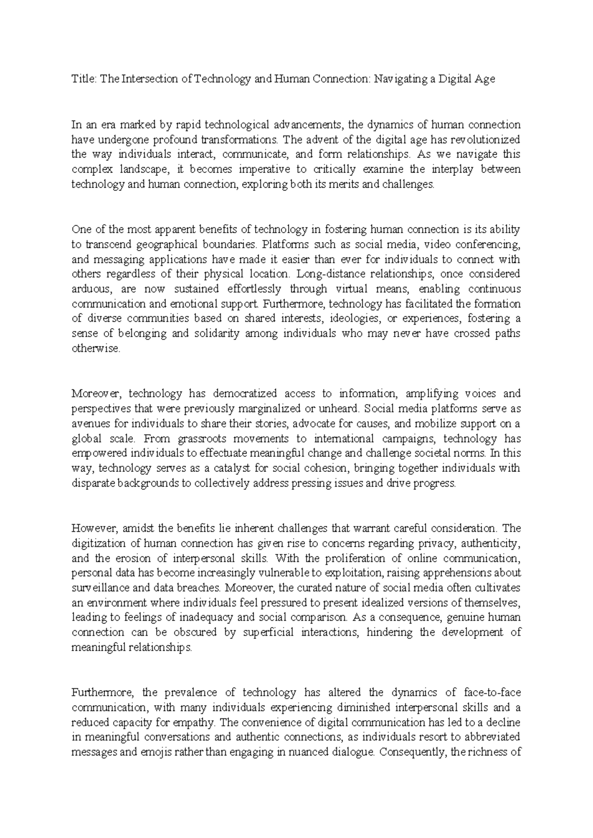 The Intersection of Technology and Human Connection Navigating a ...