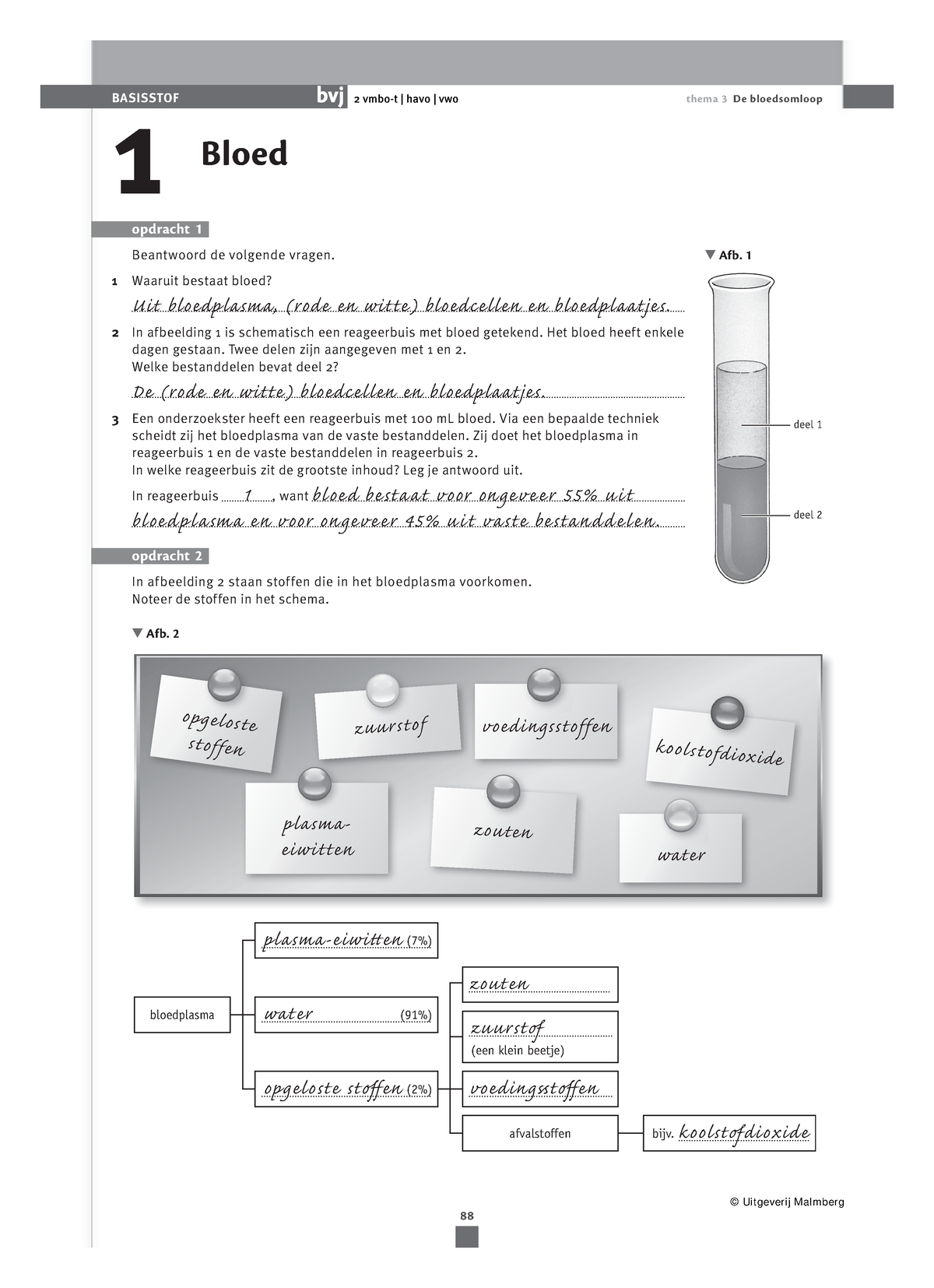 Bvj 2Thv Th3 Antwoordenboek - Basisstof Thema 3 De Bloedsomloop 1 Bloed  Opdracht 1 Beantwoord De - Studeersnel