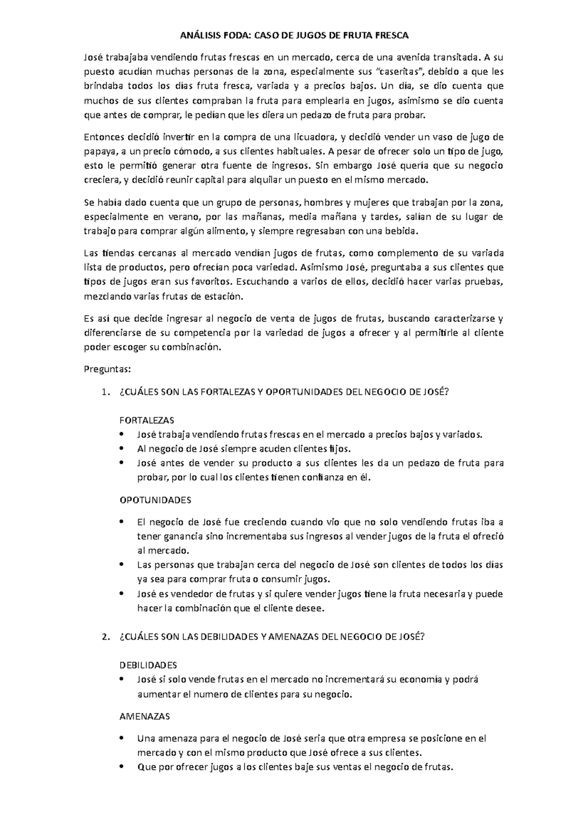 Análisis FODA Jugueria TODO LO Q PUEDA TENER - ANÁLISIS FODA: CASO DE ...