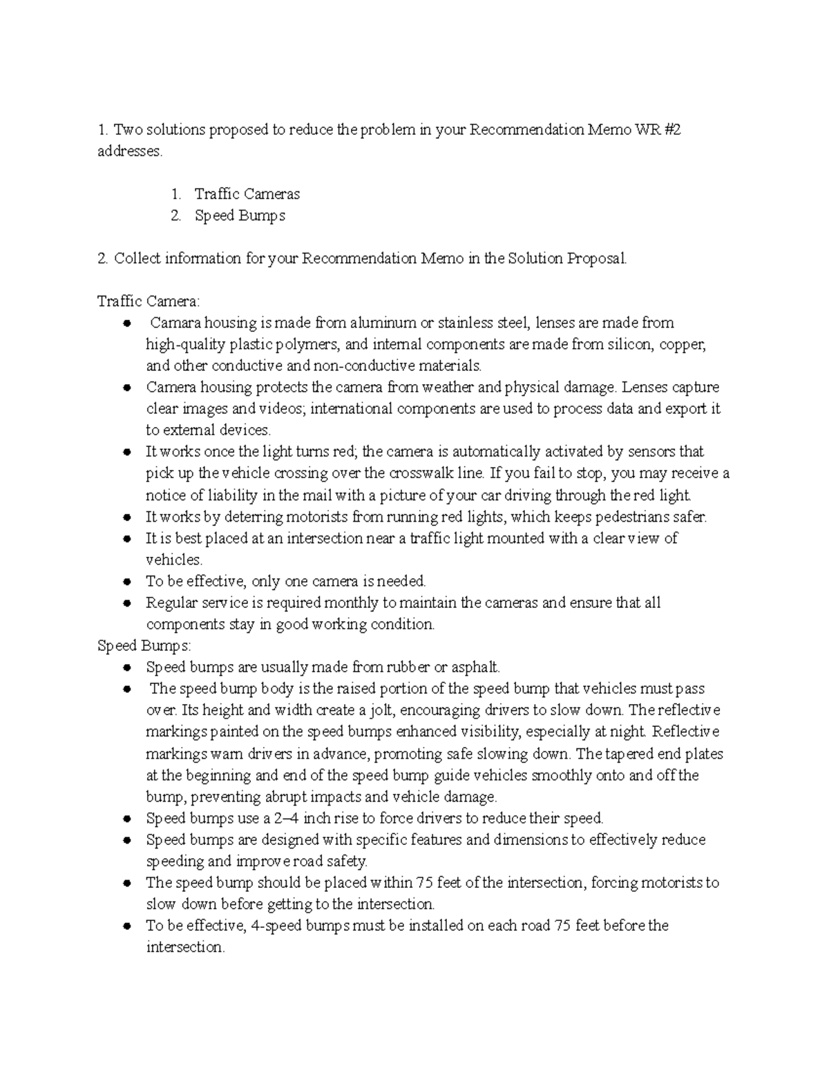 Solution Proposal Prep for Recommendation Memo, - Two solutions ...