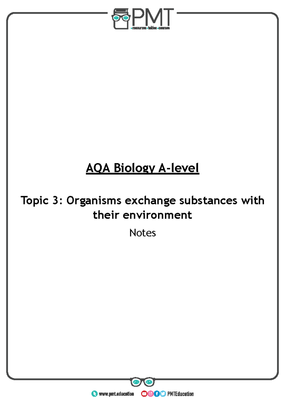 Exchanging substances AQA Biology Alevel Topic 3 Organisms exchange