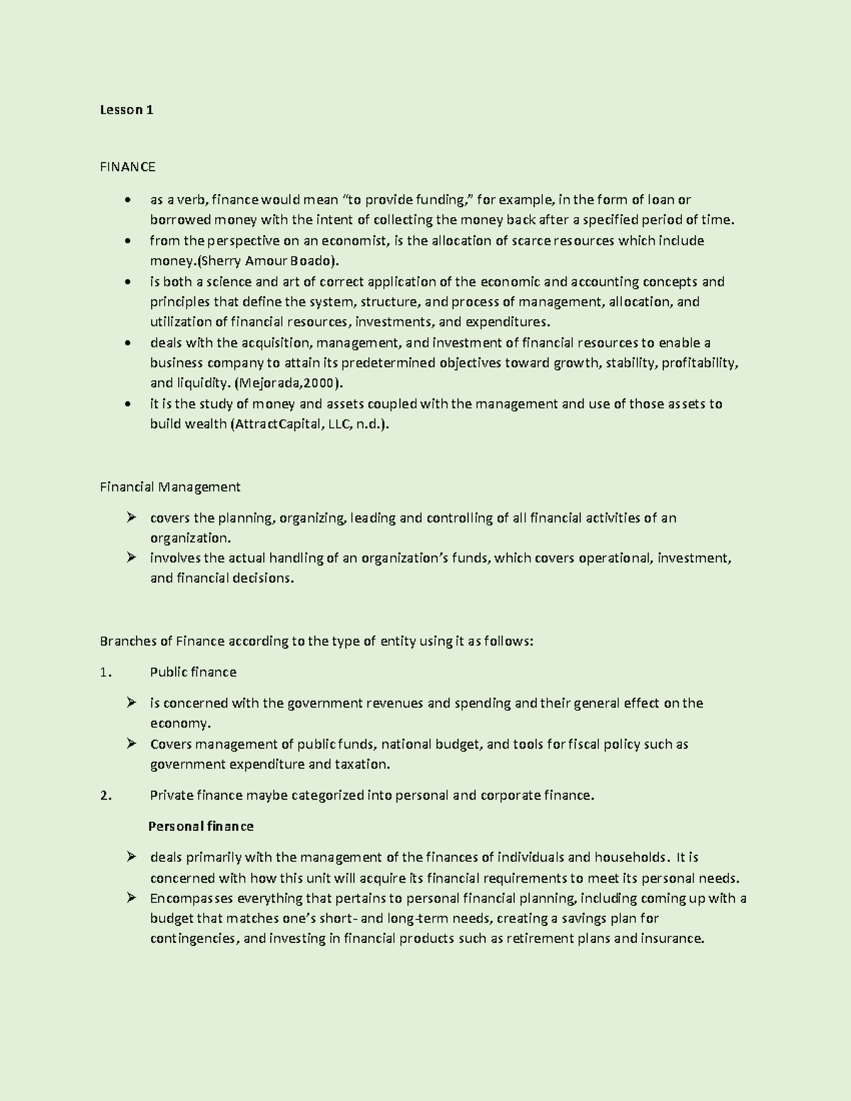 Lesson-1-Bus - ecrgrvr - Lesson 1 FINANCE as a verb, finance would mean ...