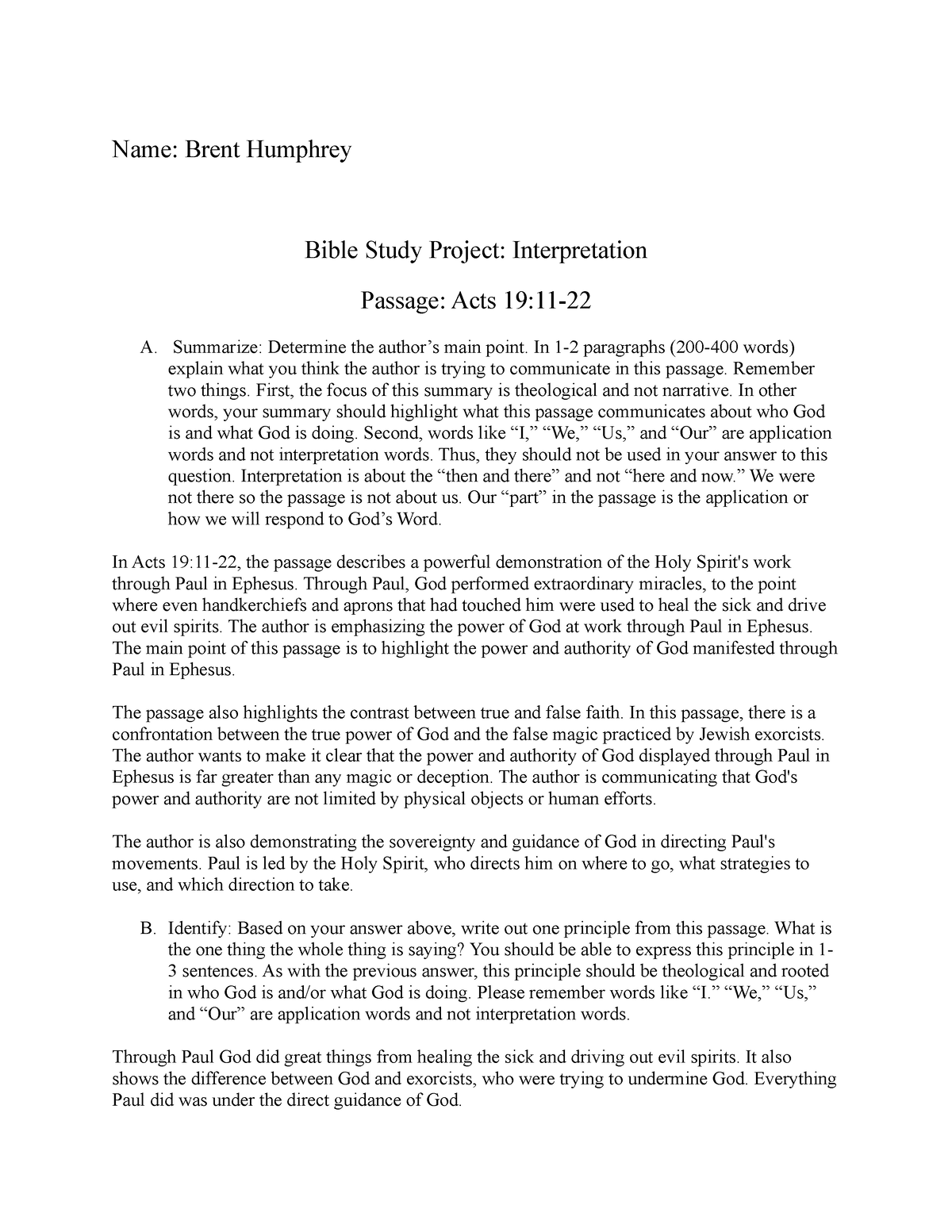 bible study project interpretation assignment