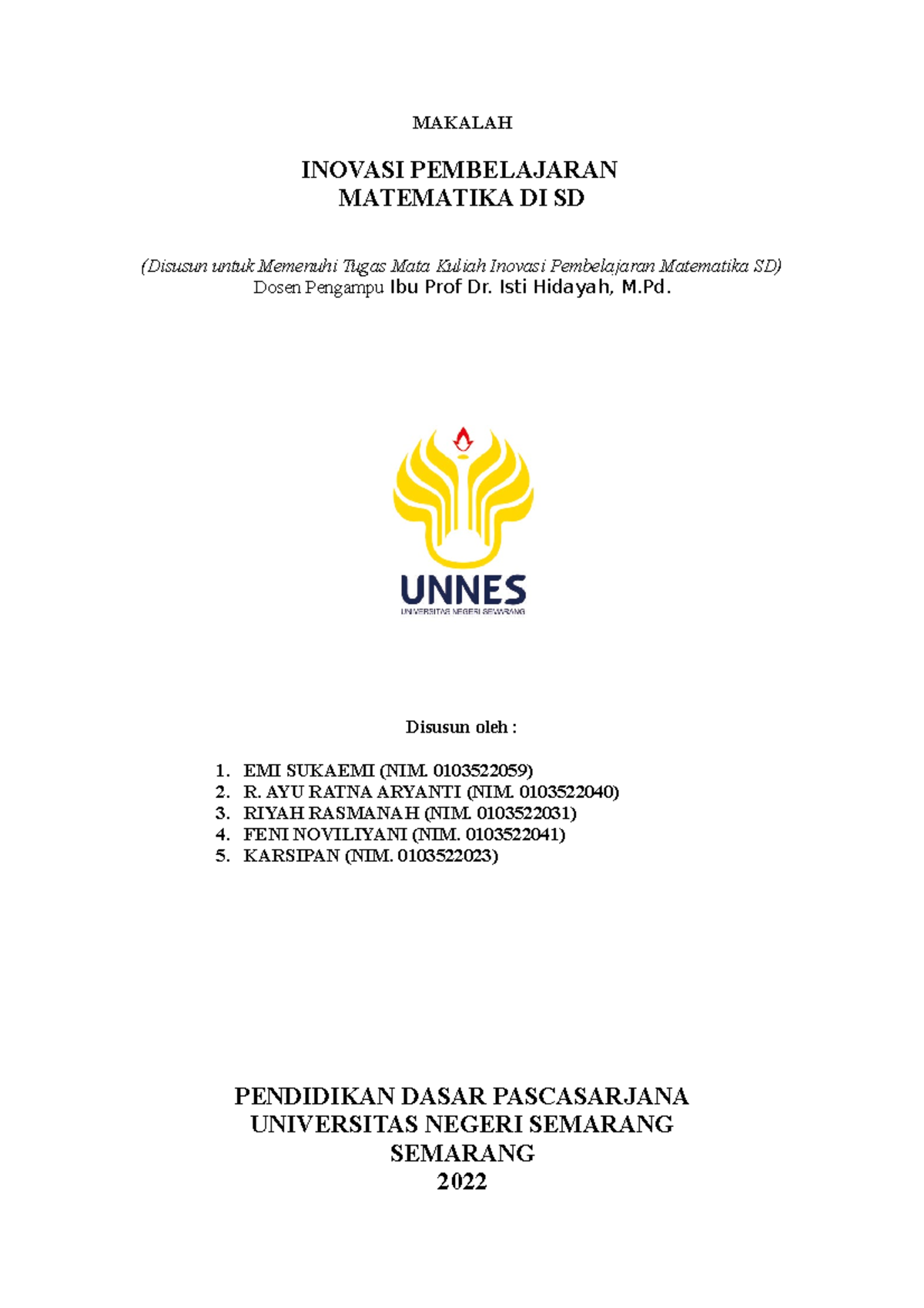 Makalah Inovasi Matematika Kelompok 2 - MAKALAH INOVASI PEMBELAJARAN ...