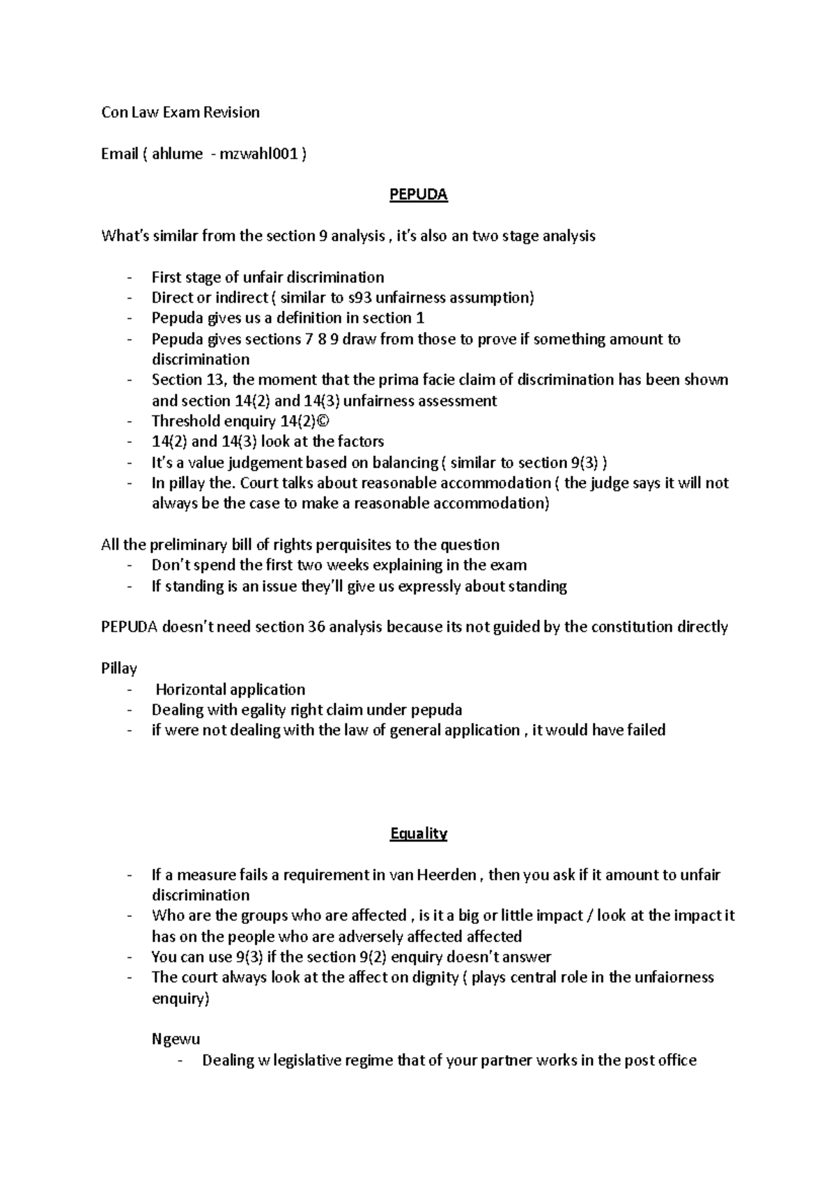 Con Law Exam Revision Nov 2023 Con Law Exam Revision Email ( ahlume