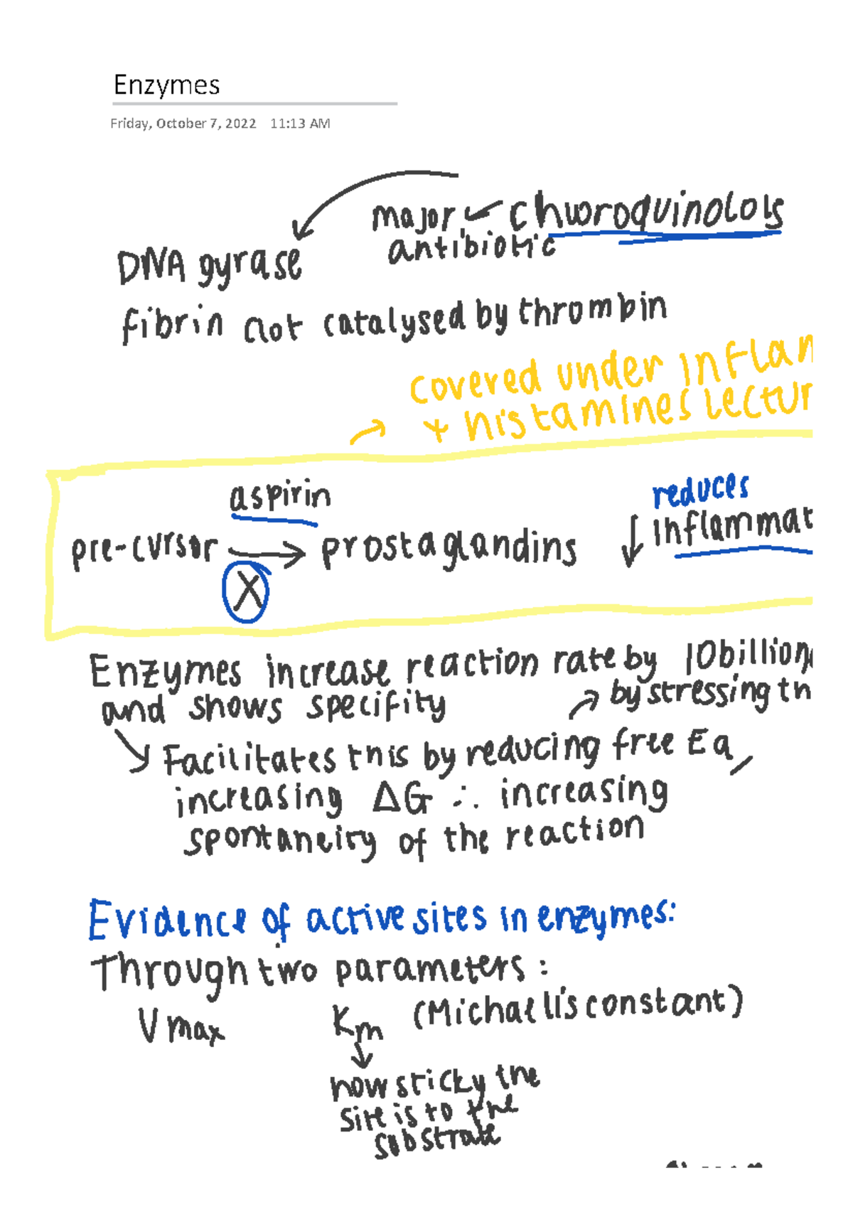 Enzymes Lecture PY4010 PY4010 Enzymes Friday, October 7, 2022 11