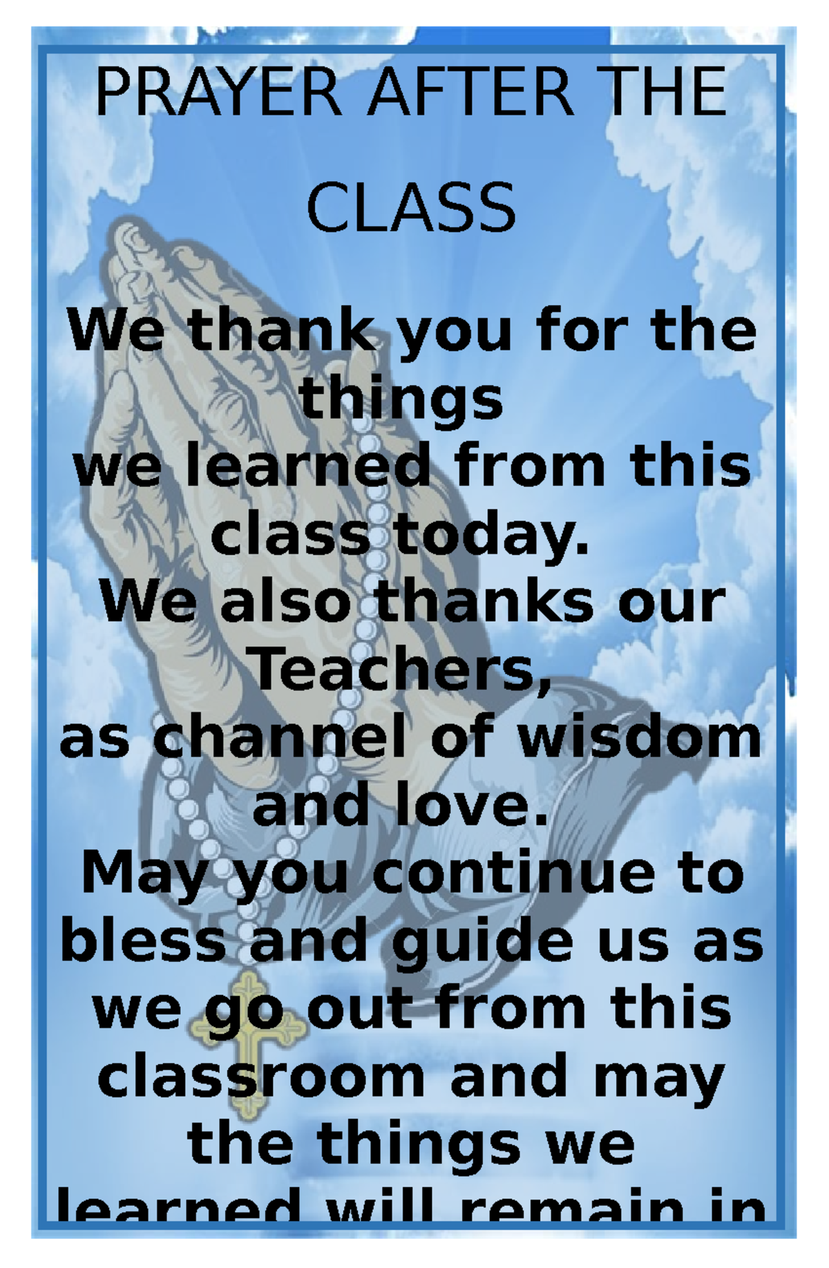 Closing Prayer For Class Classroom Prayers - vrogue.co