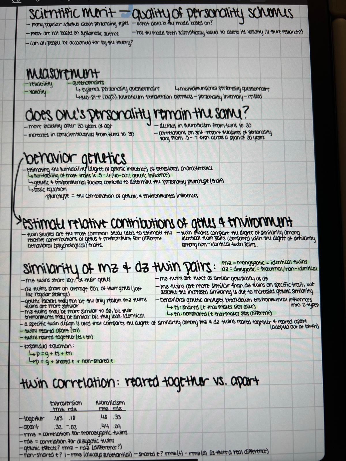 personality notes - PSY-P 102 - Studocu
