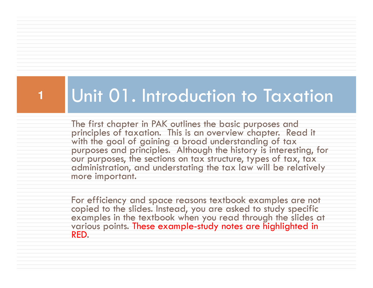 Introduction To Taxation - - Studocu