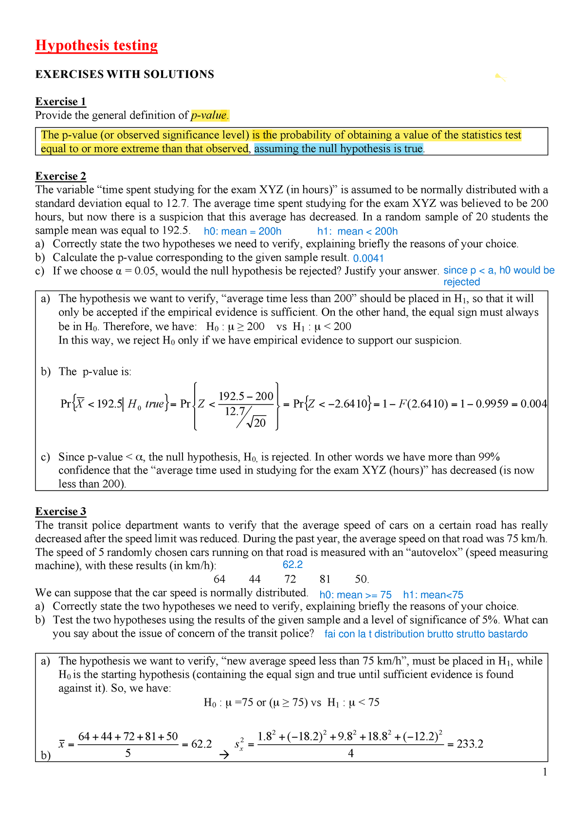 exercises on hypothesis testing pdf