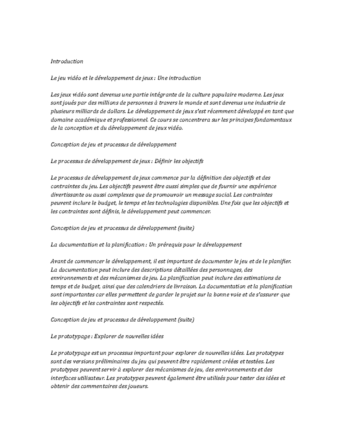 Game Design and Development - Introduction Le jeu vidéo et le ...