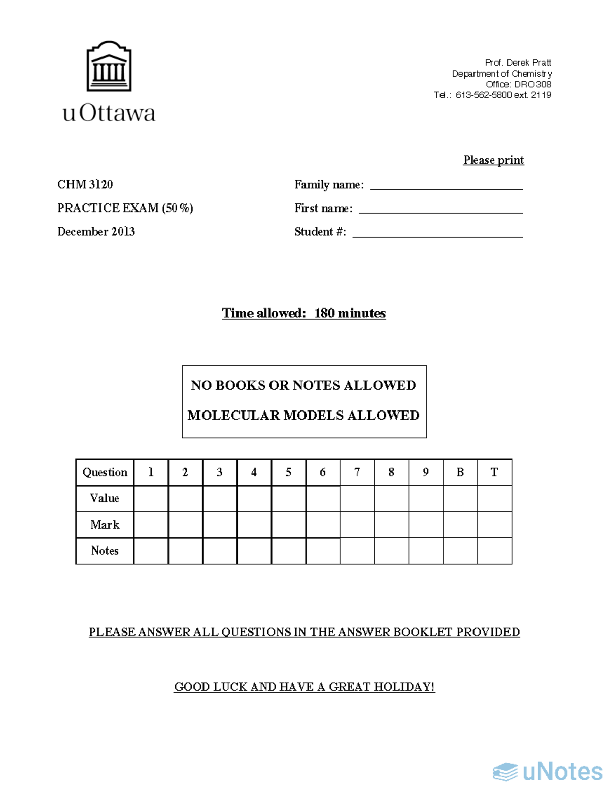 CHM3120 Practice Exam 2013 - Prof. Derek Pratt Department of Chemistry ...