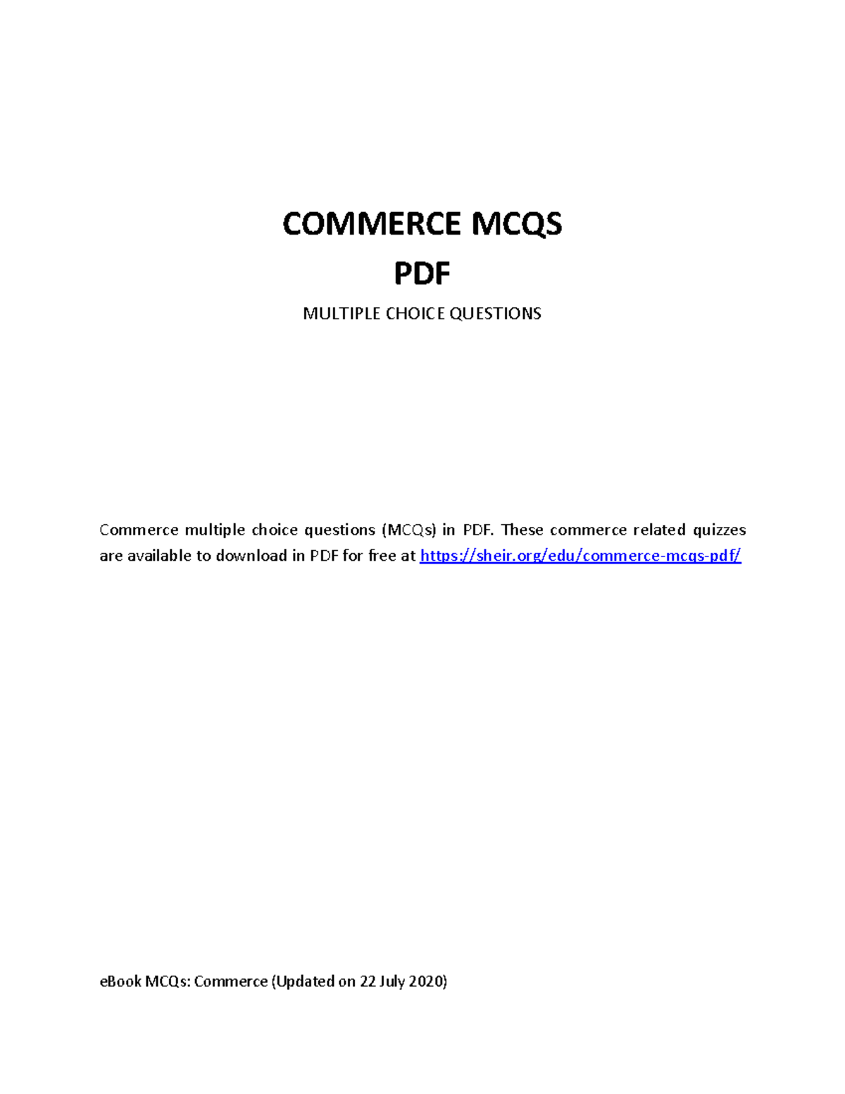 Commerce-mcqs - SBFS - COMMERCE MCQS PDF MULTIPLE CHOICE QUESTIONS ...