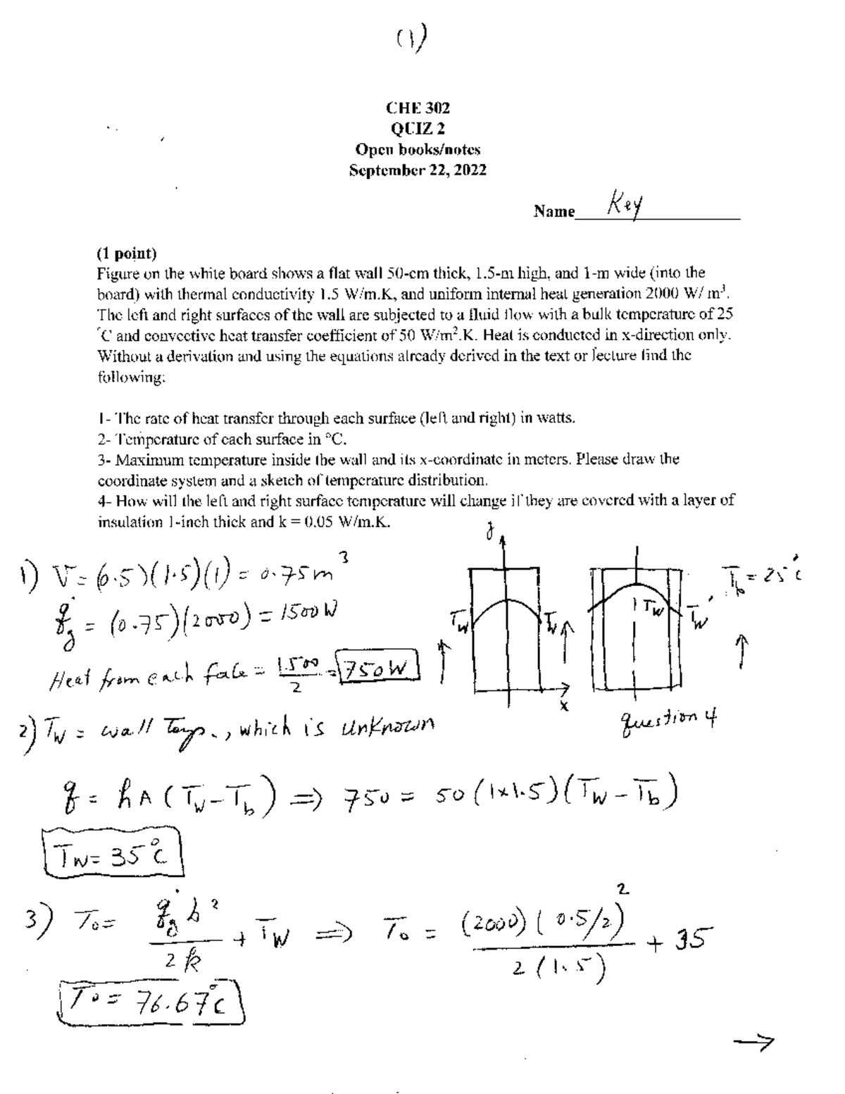 Quiz 2 solution pdf - Prof.Nader - CHE 302 QUIZ 2 Open books/notes ...