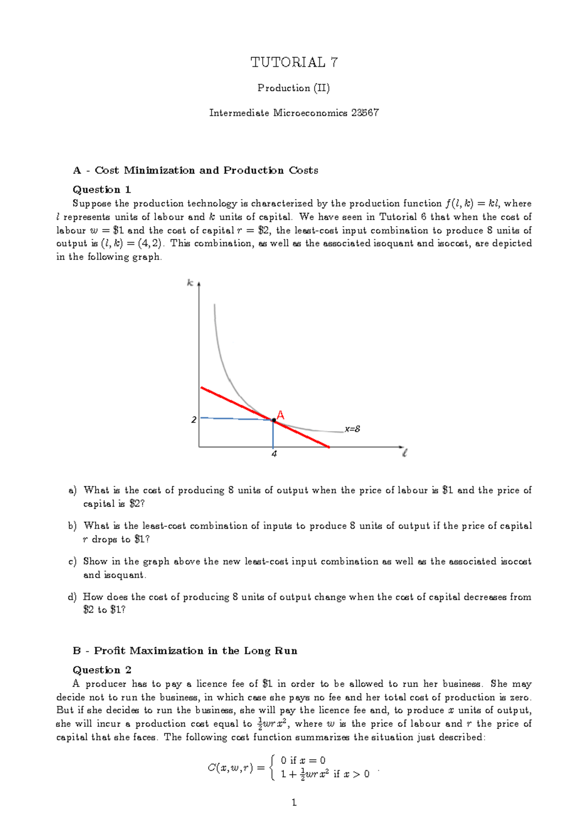 Tutorial 7 Questions-1 - TUTORIAL 7 Production (II) Intermediate ...
