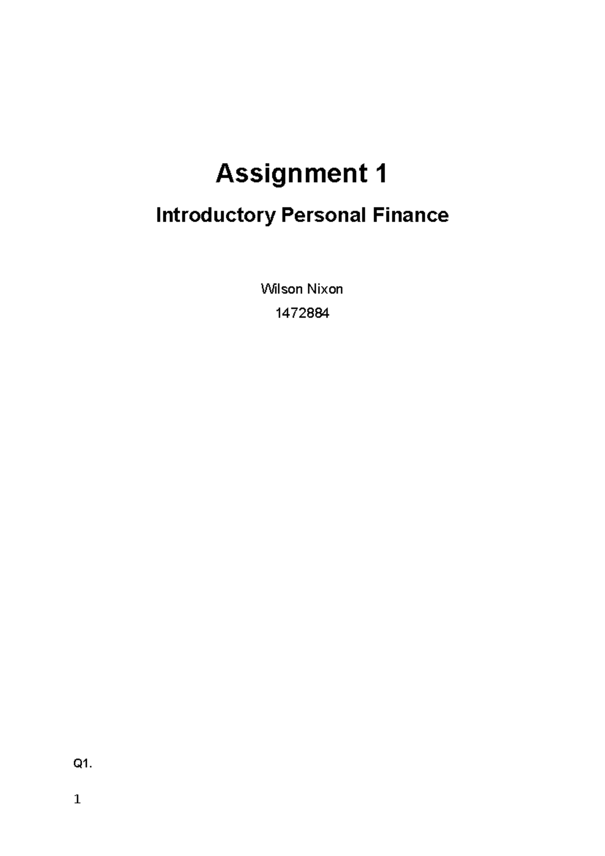Assignment 1 As a financial planner operating in Australia with an