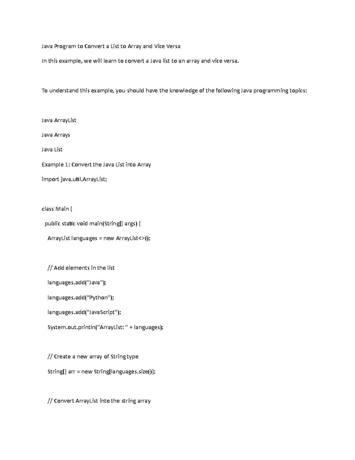 Java Program 67 - Assignment - Java Program to Convert a List to Array ...