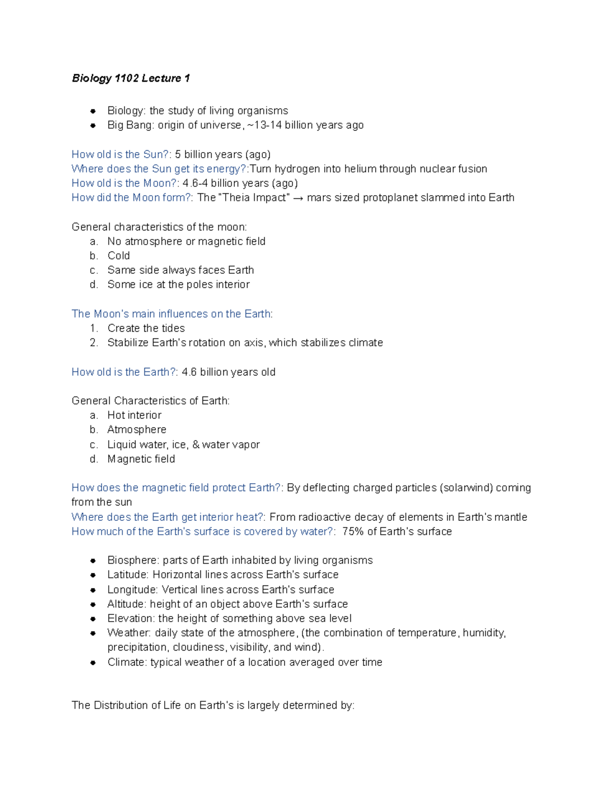 Biology 1102 Lecture 1 Biology 1102 Lecture 1 Biology the study of
