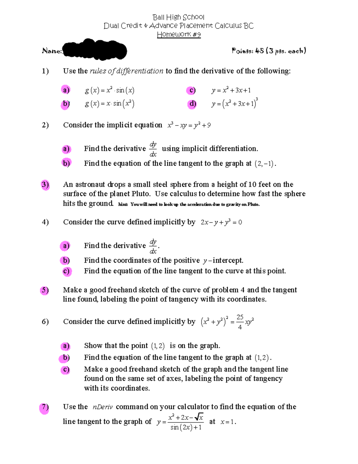 HW9 - Homework 9 - Ball High School Dual Credit & Advance Placement ...