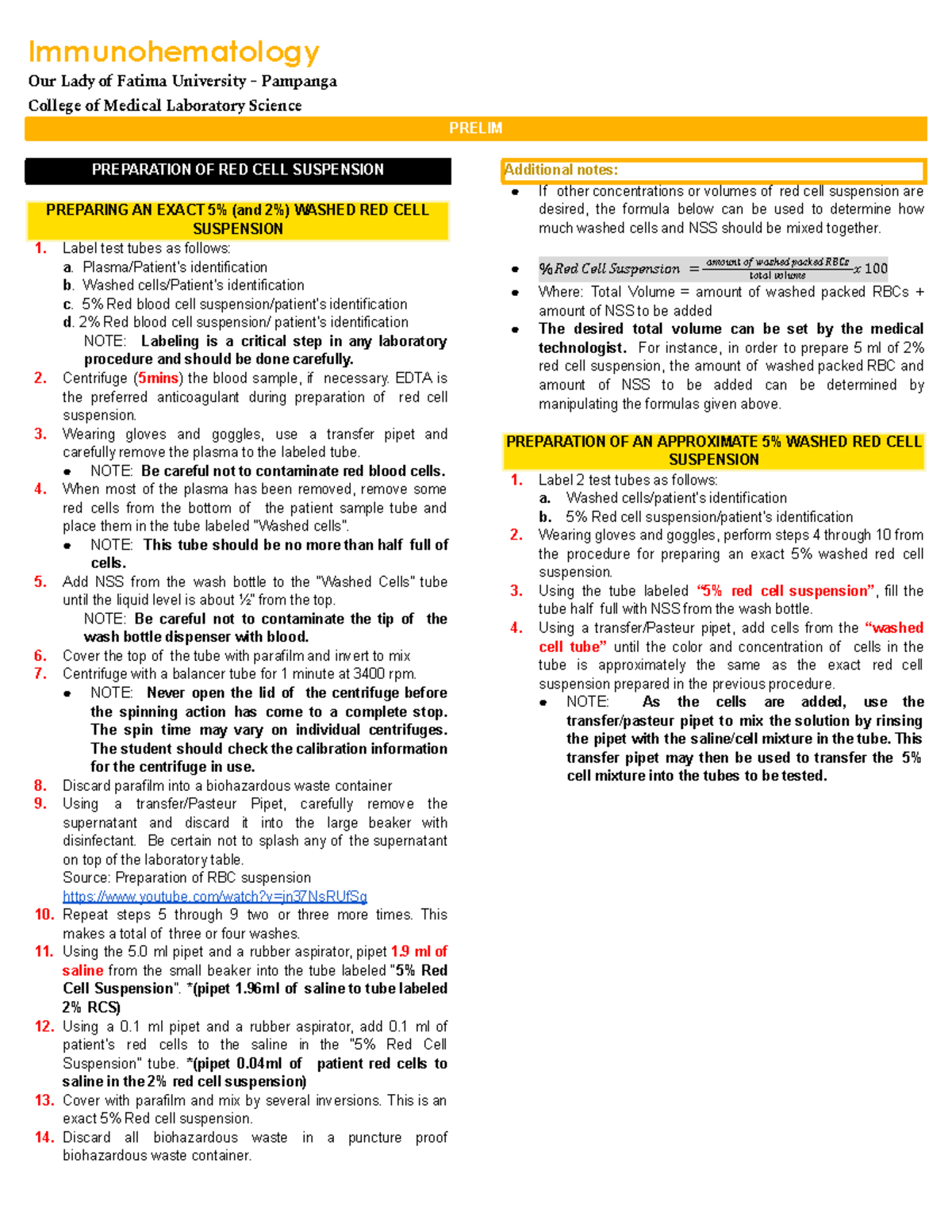 IMHM- Prelim-LAB - .... - Immunohematology Our Lady of Fatima ...