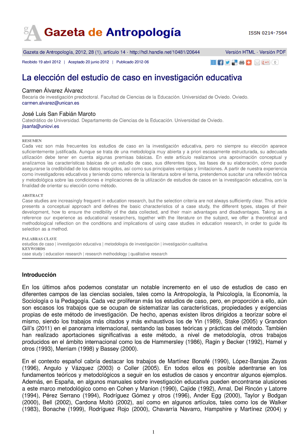 La Elección Del Estudio De Caso En Investigación Educativa - Carmen ...