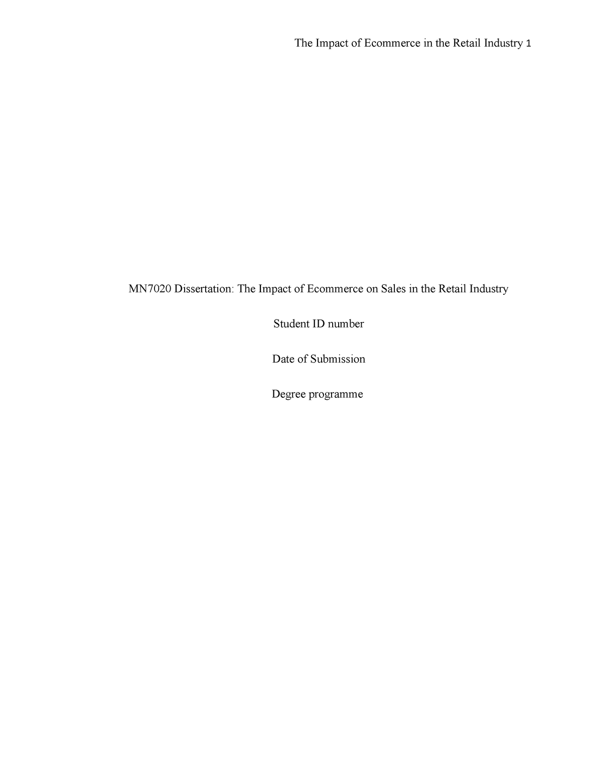 thesis on ecommerce