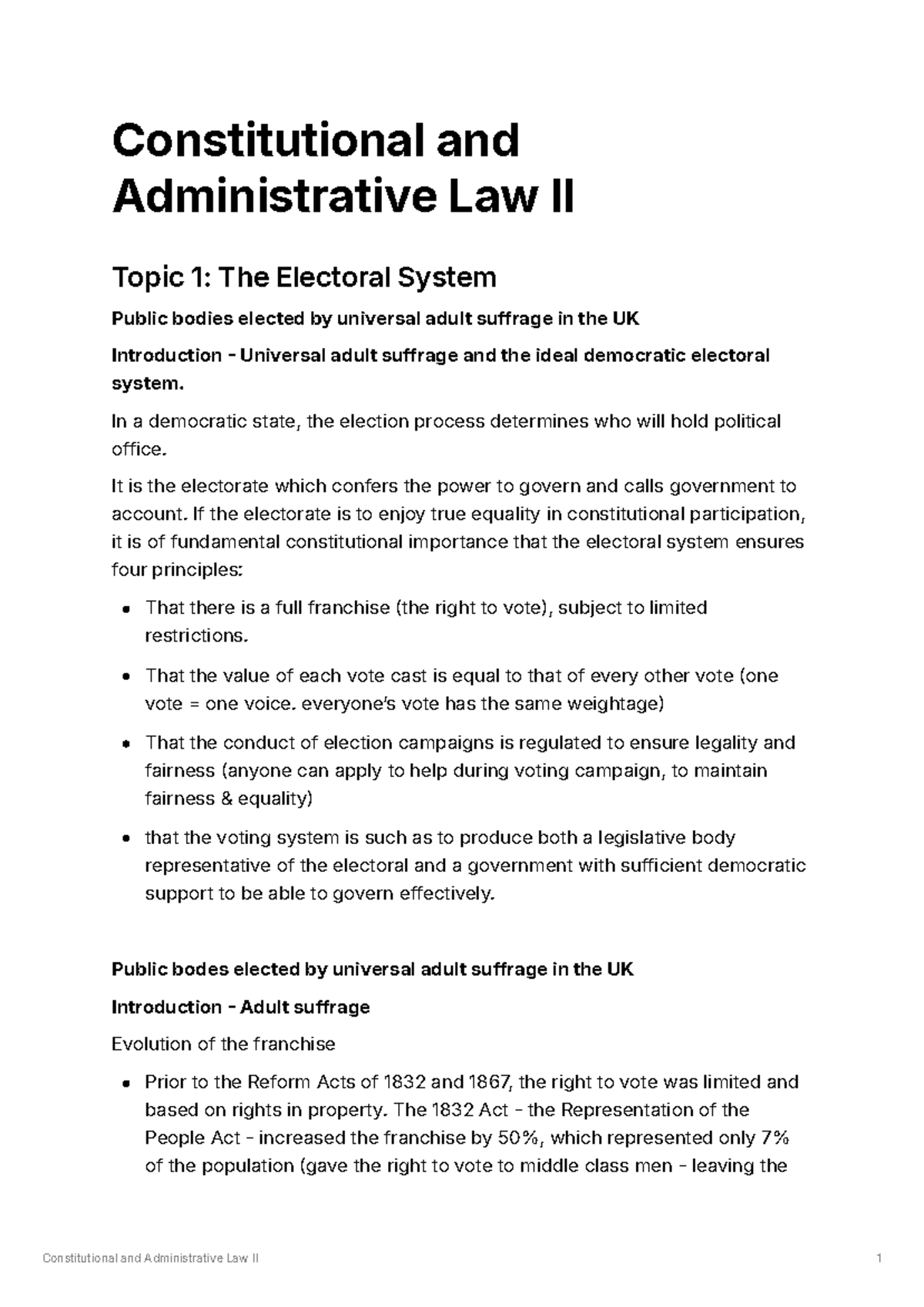 Consti II - Lecture Notes - Constitutional and Administrative Law II ...