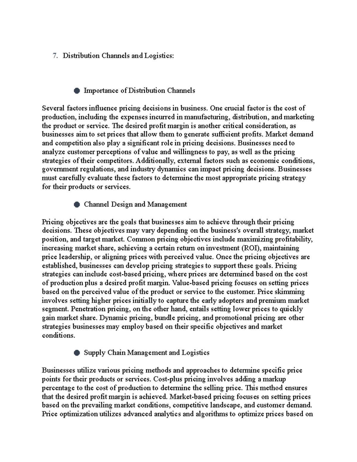 Untitled document-14 - 2023 notes - Distribution Channels and Logistics ...