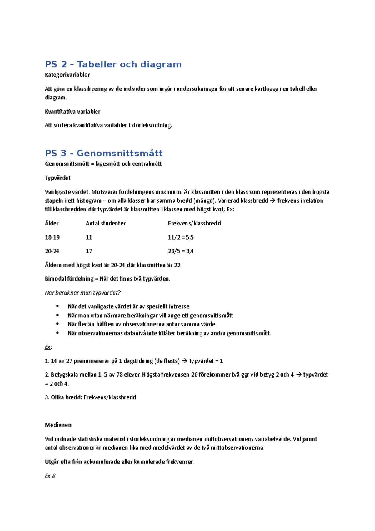 Delkurs 1 - Statistiska Grundbegrepp - PS 2 – Tabeller Och Diagram ...