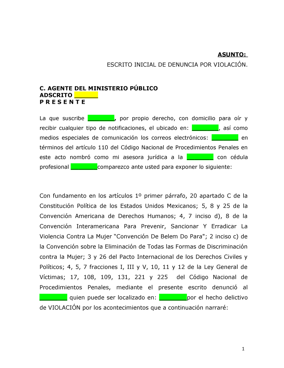 Formato De Denuncia Por Hostigamiento Y Abuso Sexual - Derecho Procesal ...