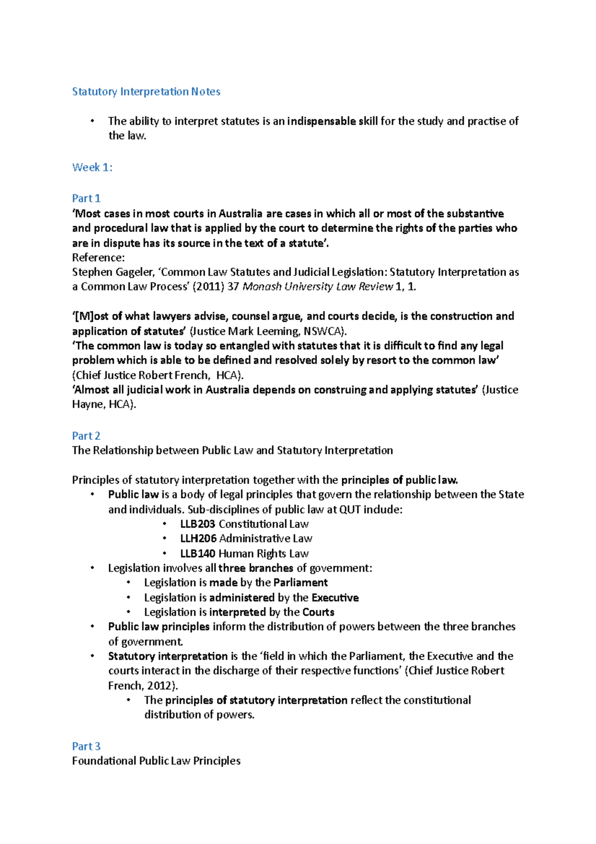 Intro and stat notes Statutory Interpretation Notes The ability to