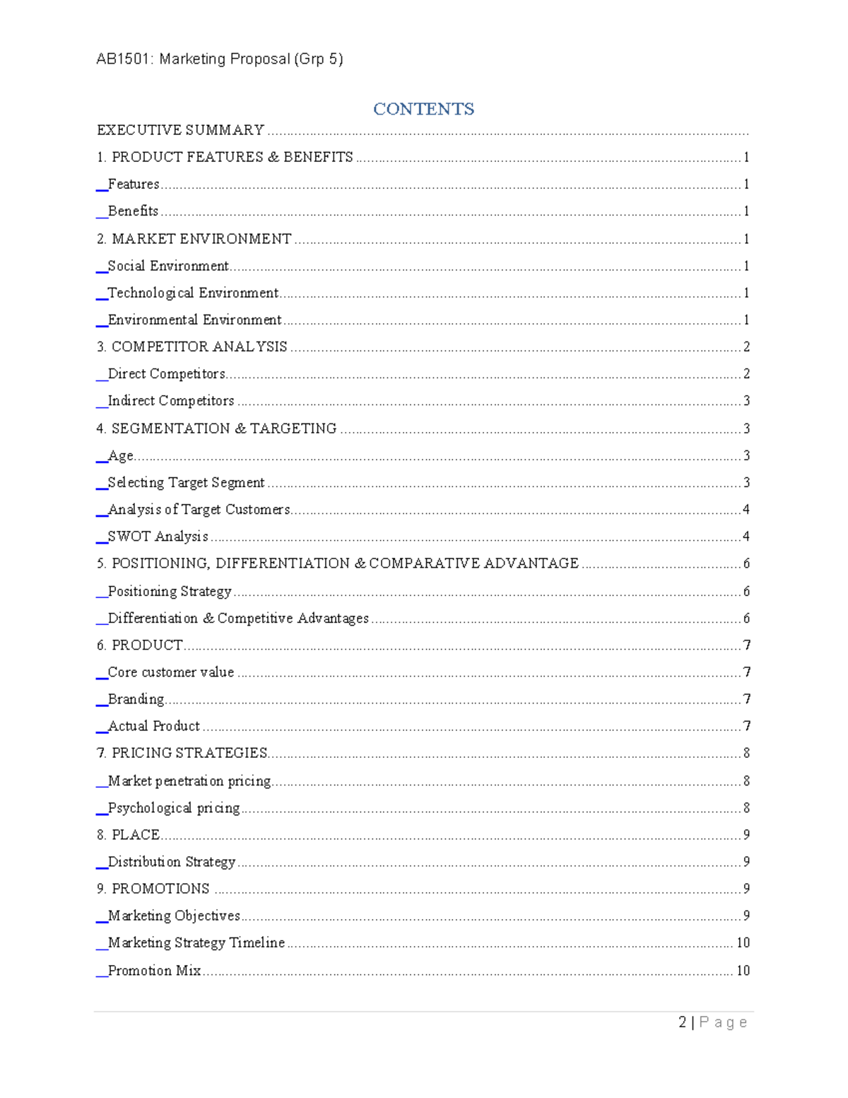 3 - This is the 9th marketing report - CONTENTS REFERENCES - Studocu