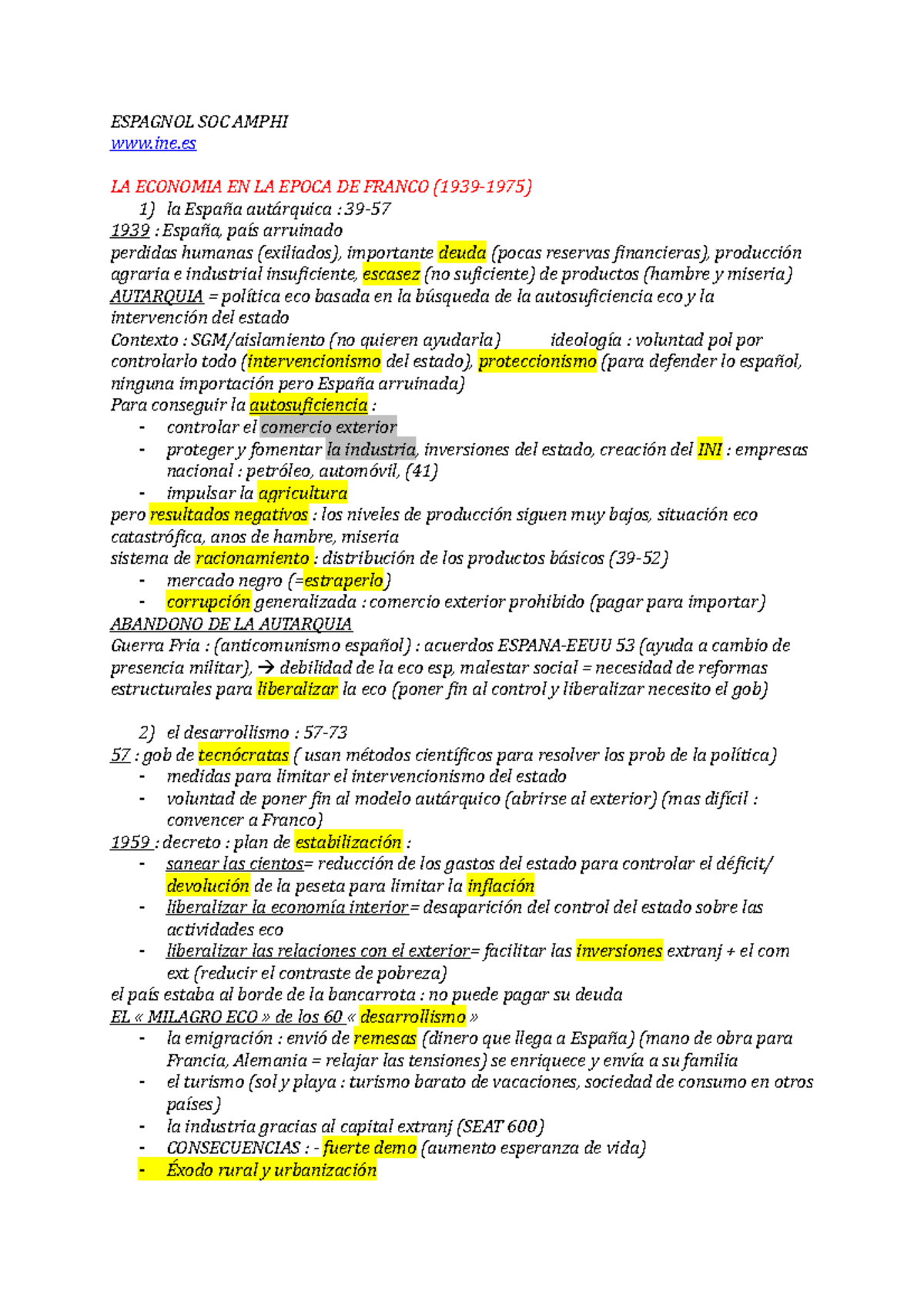 Espagnol SOC Amphi - Notes de cours tout - ESPAGNOL SOC AMPHI ine LA ...