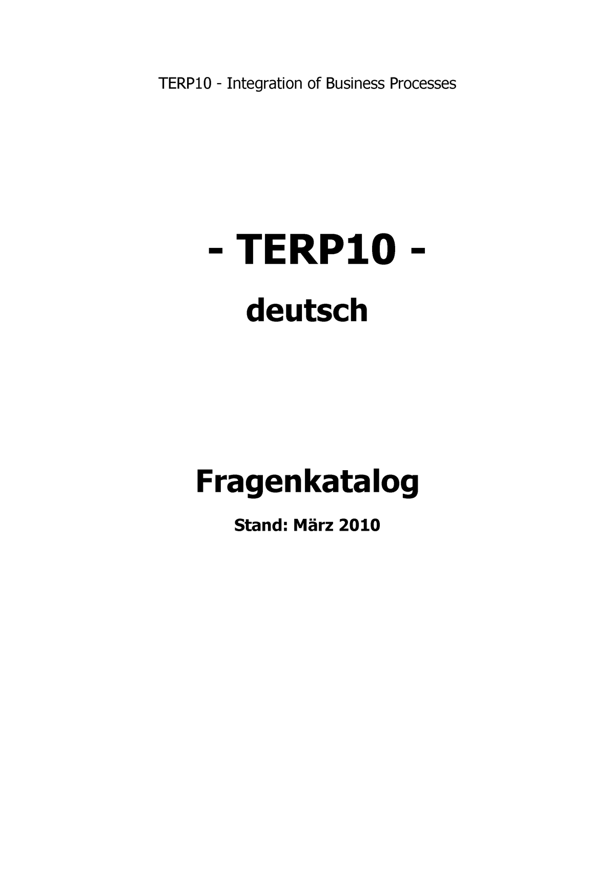 SAP TERP 10 Fragenkatalog 2010 - TERP10 - Integration Of Business ...