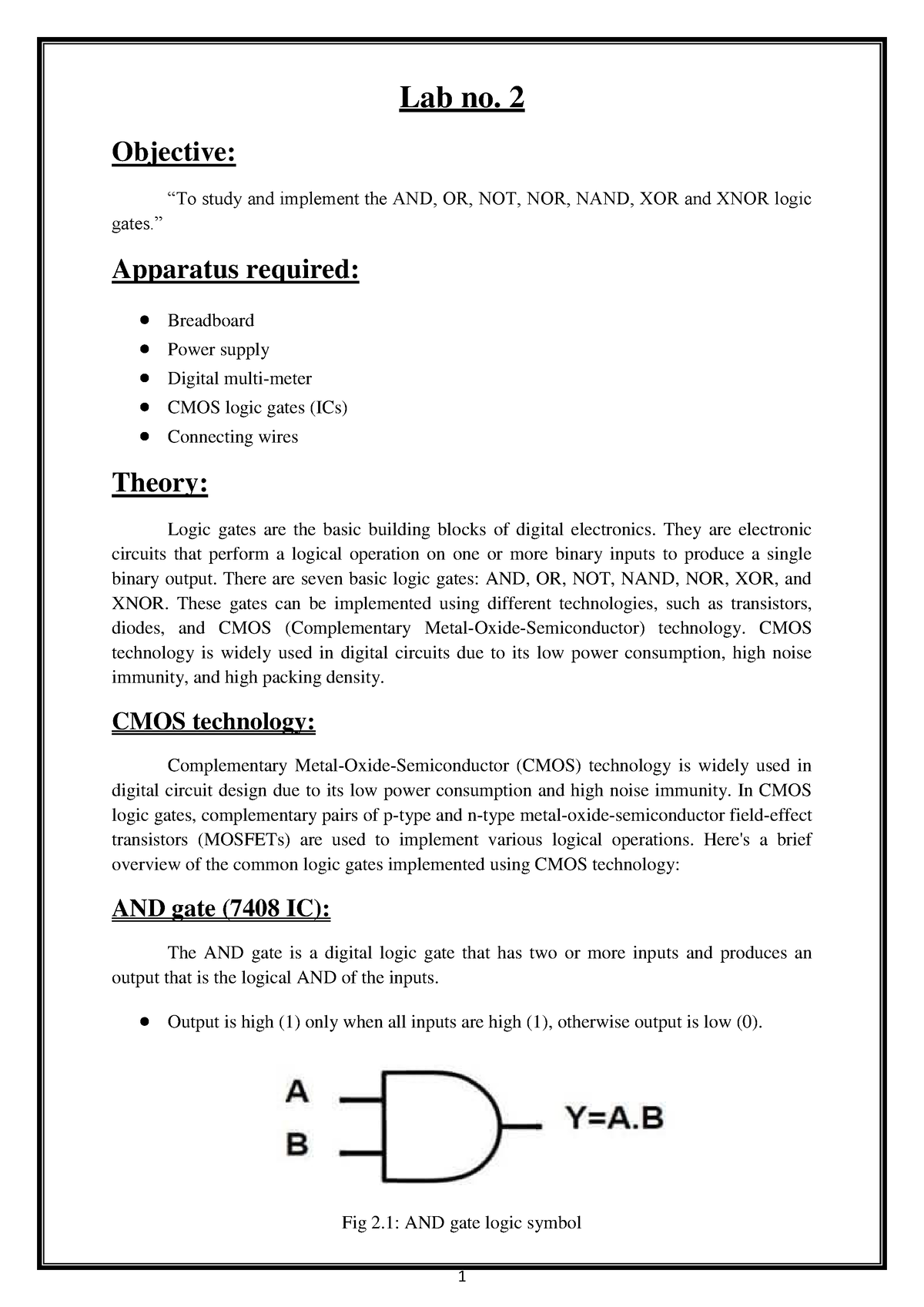 Verification And Implementation Of Logic Gates Lab No 2 Objective