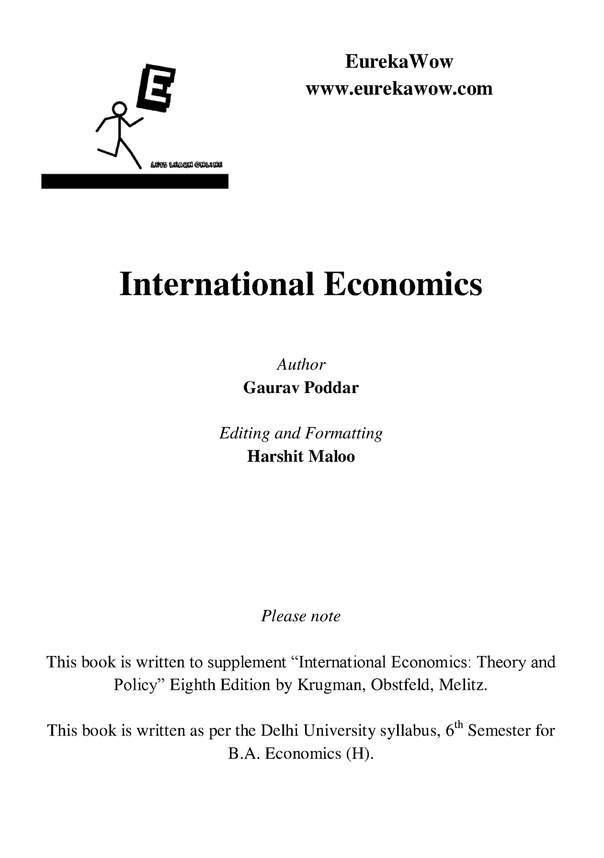 International Economics - This Book Is Written As Per The Delhi ...