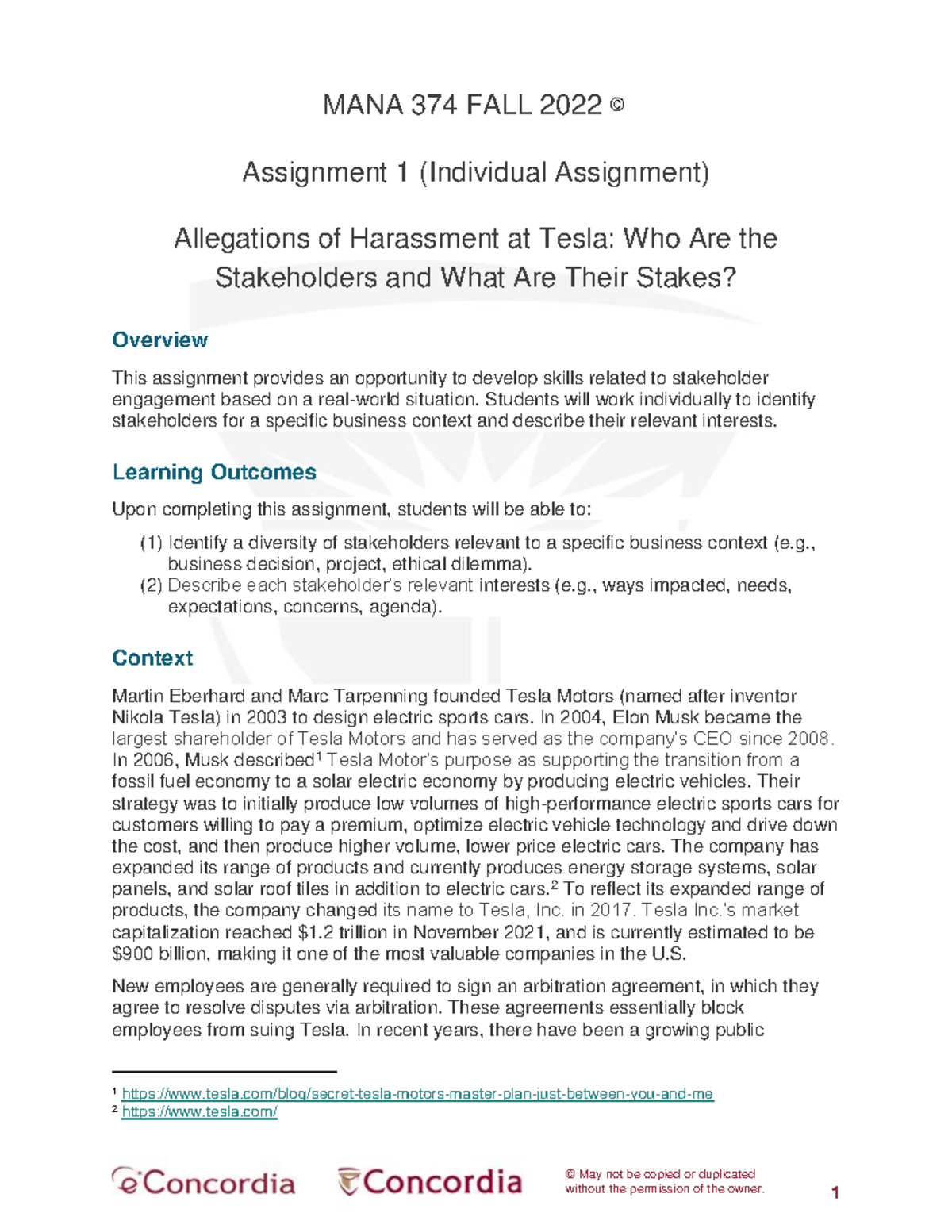 Assignment 1 Instructions - 1 © May not be copied or duplicated without ...