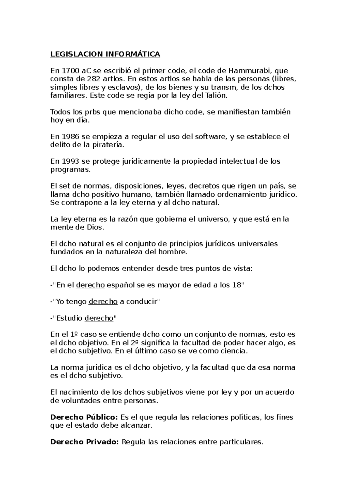 Legislacion Informática - LEGISLACION INFORMÁTICA En 1700 aC se ...