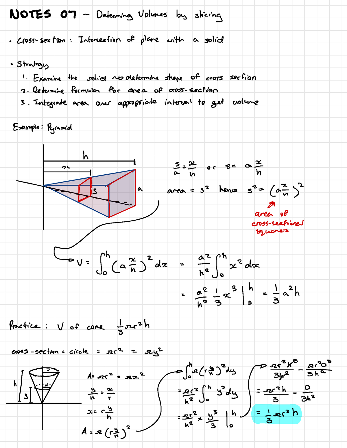 Notes 7 - fff - NOTES OL - Determing Volumes by slizing · Cross-section ...