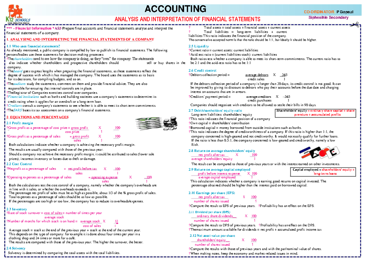 Analysis and Interprtetation of Financial Statements - ACCOUNTING ...