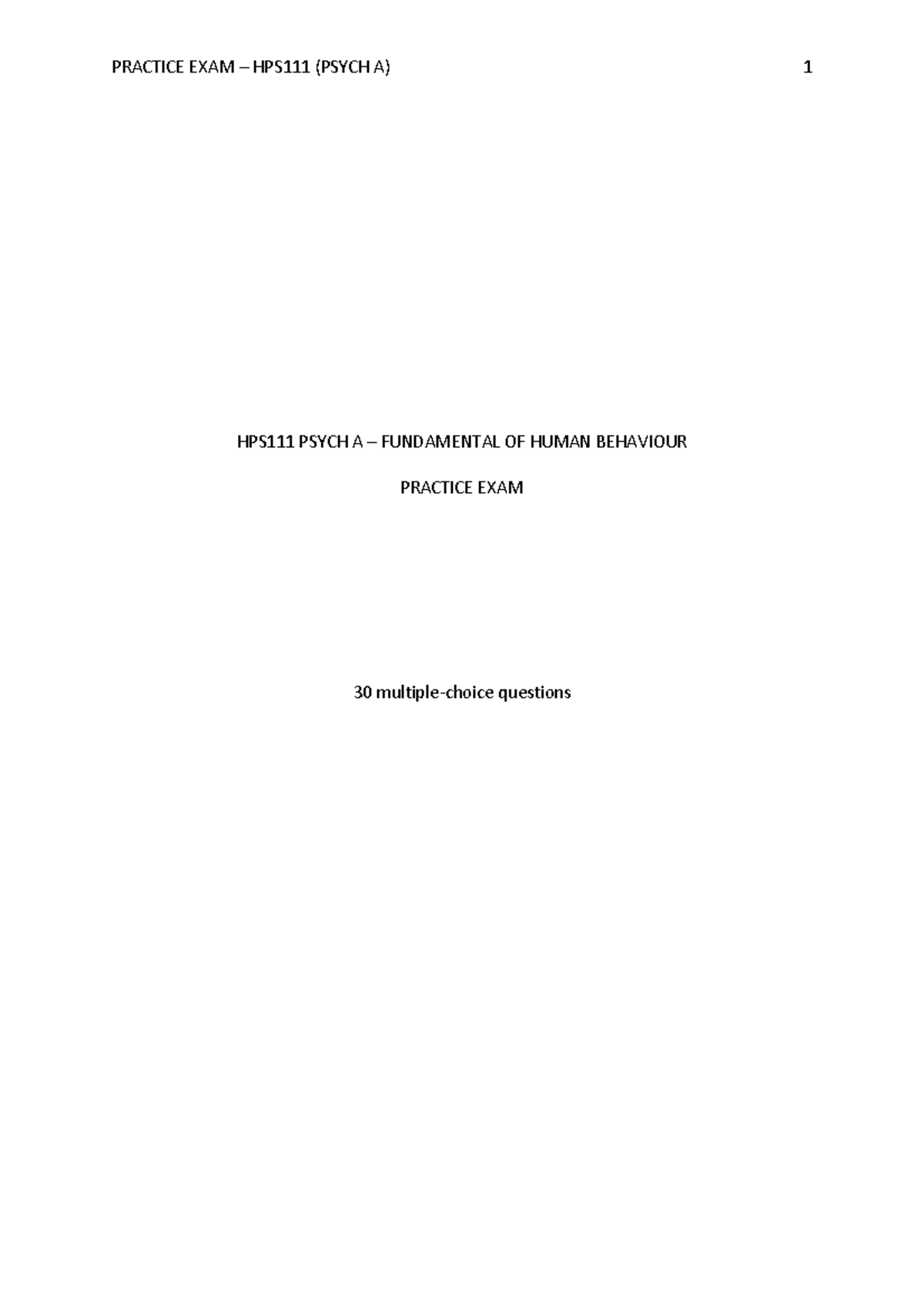 Hps111 prac Exam - H345 - Deakin - Studocu