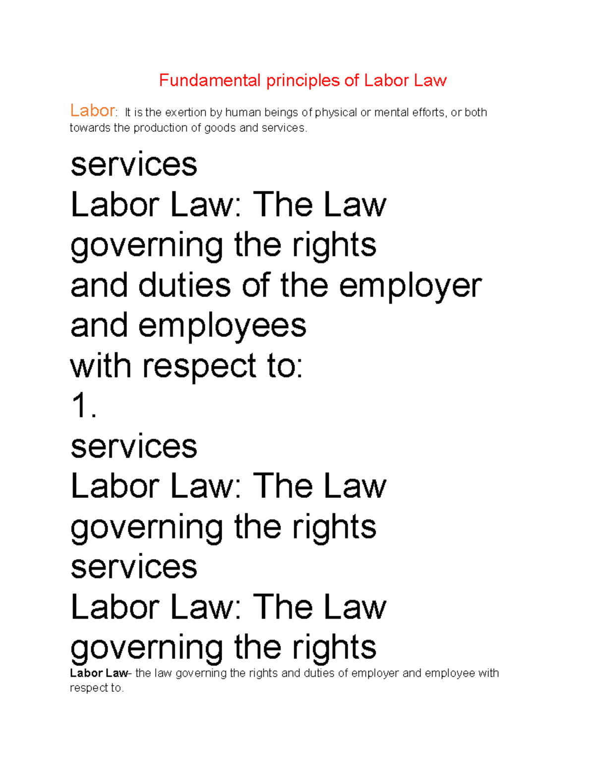 Fundamental principles of Labor Law - services Labor Law: The Law ...