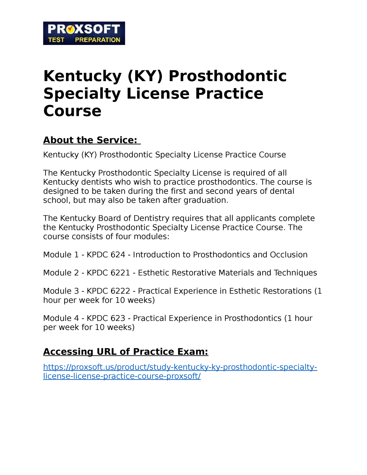 Kentucky KY Prosthodontic Specialty License Practice Course The   Thumb 1200 1553 