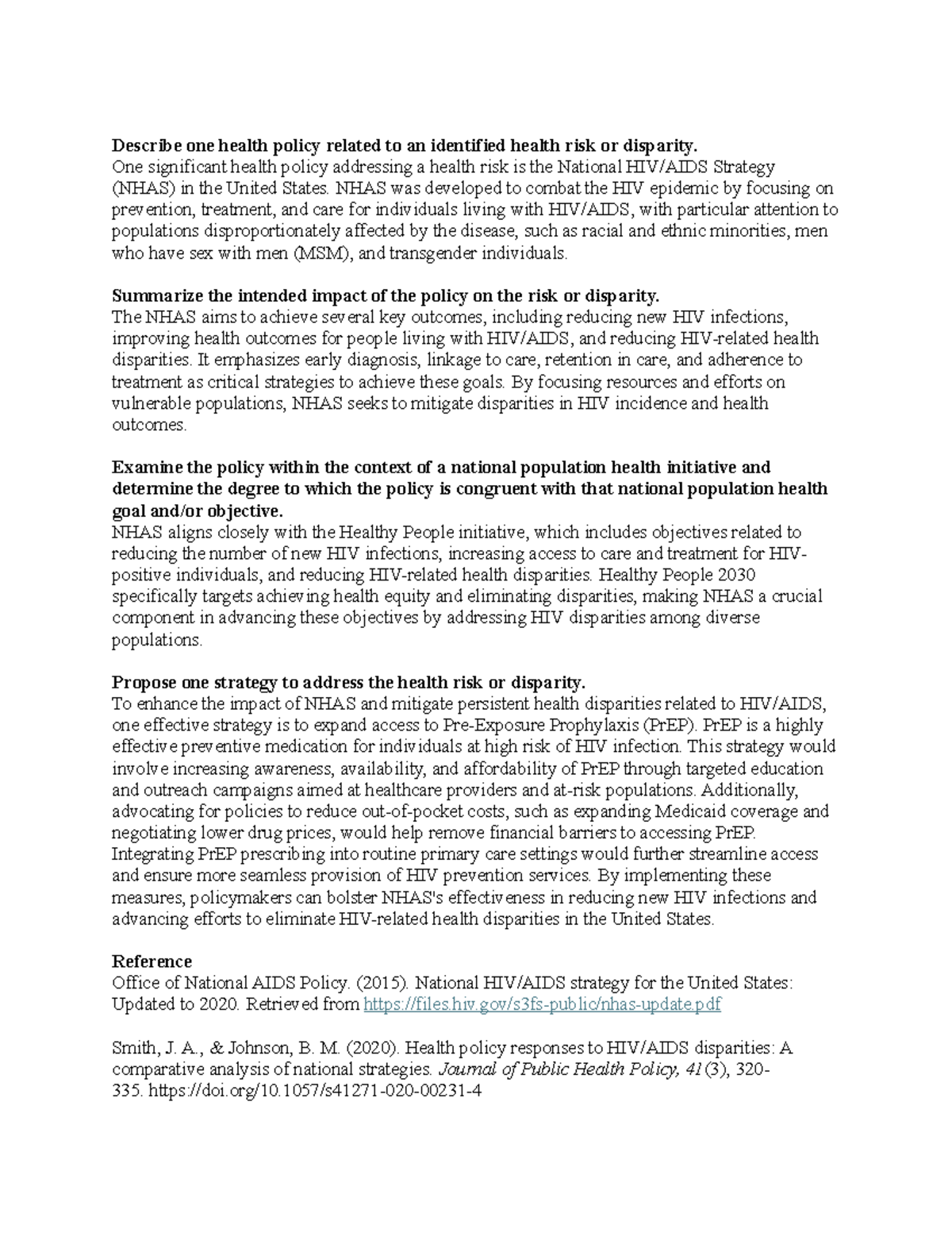 NR586NP - Discussion 7 - Describe one health policy related to an ...