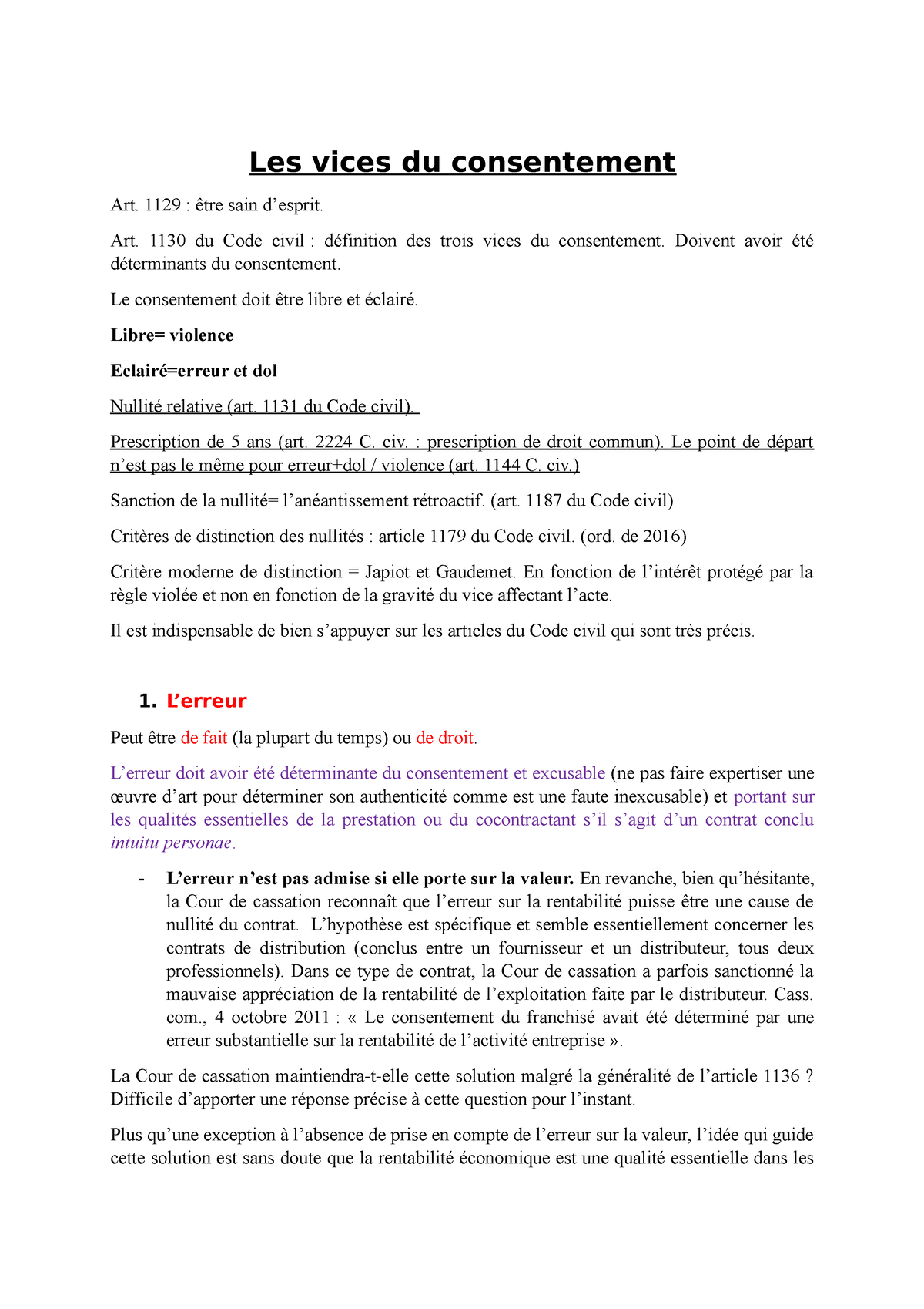 dissertation juridique vices du consentement