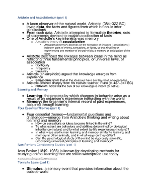 Memory and Working Memory: Notes from Past 2 Classes - Studocu
