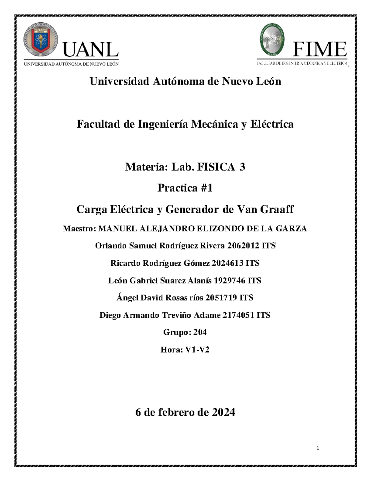 Practica 1 Lab.fisica 3 Equipo 6 - Universidad Autónoma de Nuevo León ...