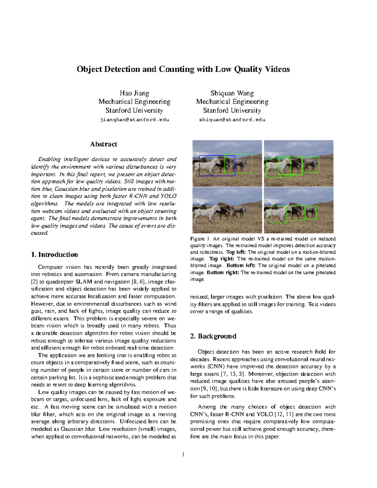 Object detection and counting with low quality videos - In this final ...