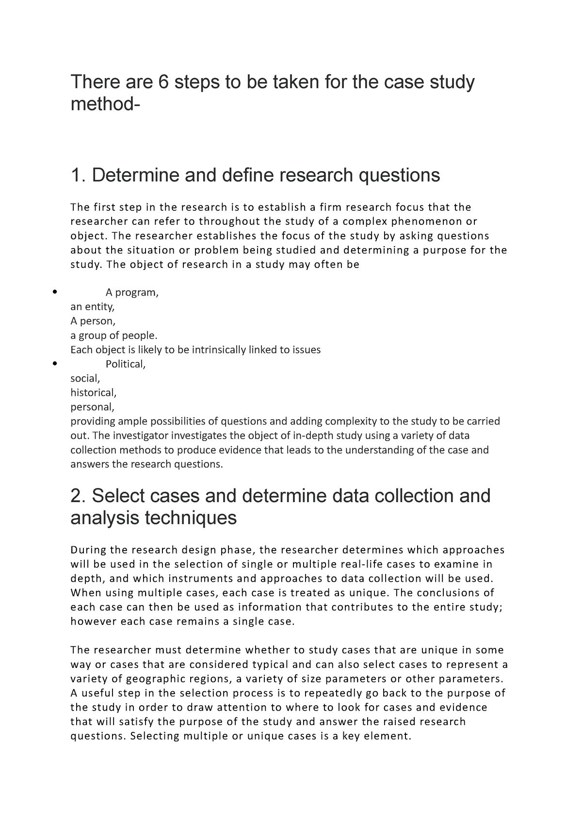 short notes on case study method