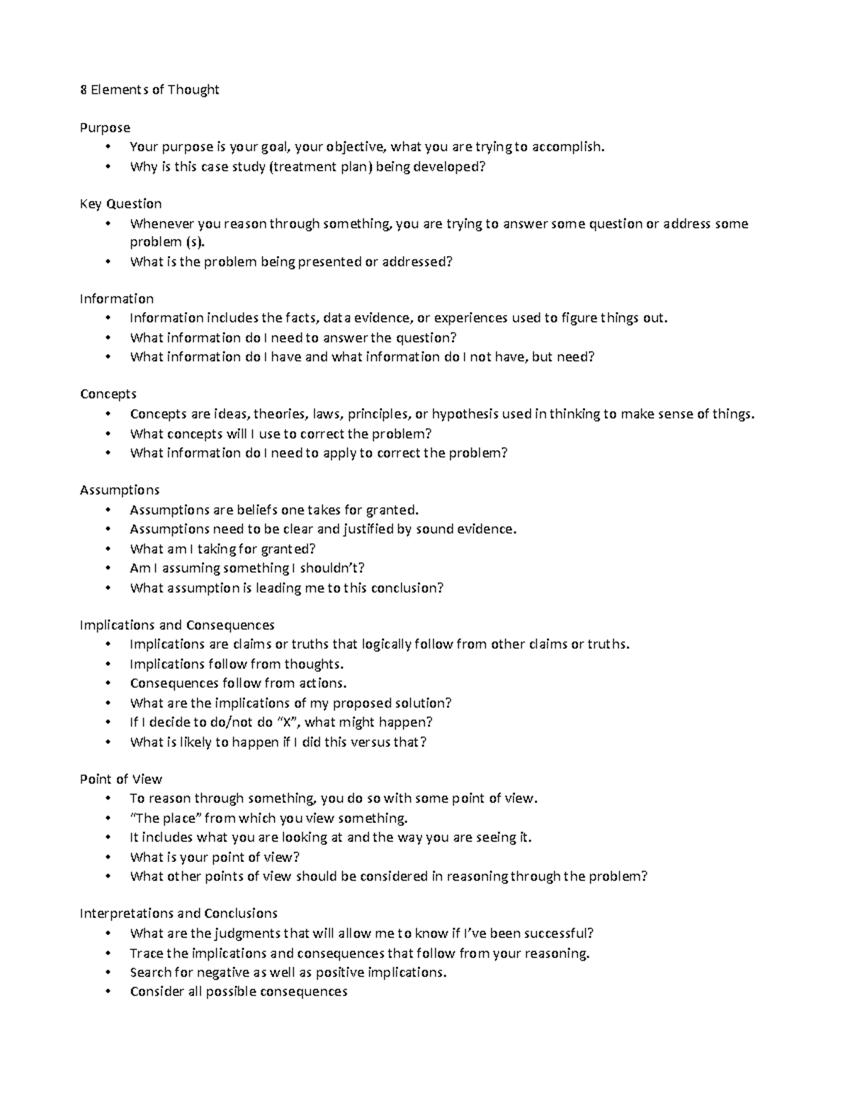 Elements of thought worksheet - 8 Elements of Thought Purpose - Your ...